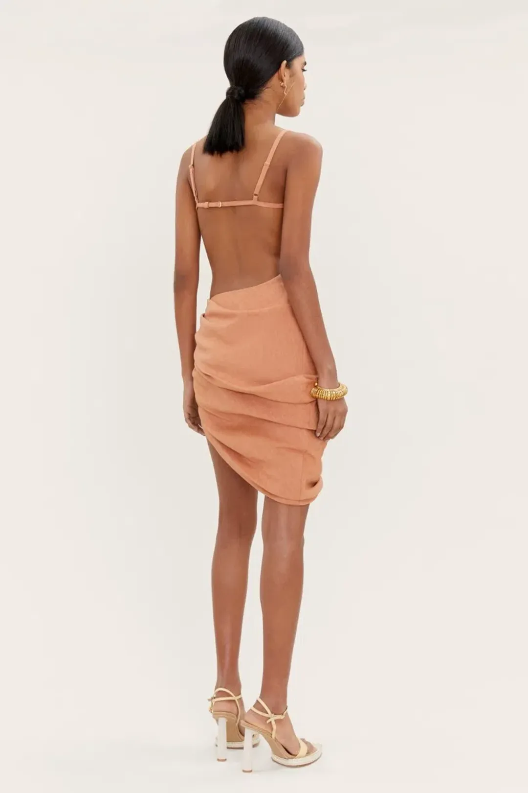 Jacquemus La Robe Saudade in Terracota Brown Size 8 for rent on The Volte - main image