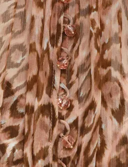 Zimmermann Tempo Bell Sleeve Mini Dress Pink Leopard Print Size 0 / AU 8 for rent on The Volte - image 4