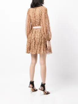 Zimmermann Tempo Bell Sleeve Mini Dress Pink Leopard Print Size 0 / AU 8 for rent on The Volte - image 3