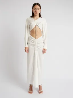 Christopher Esber Ruched Crop Shirt White Size 6 for rent on The Volte - image 1