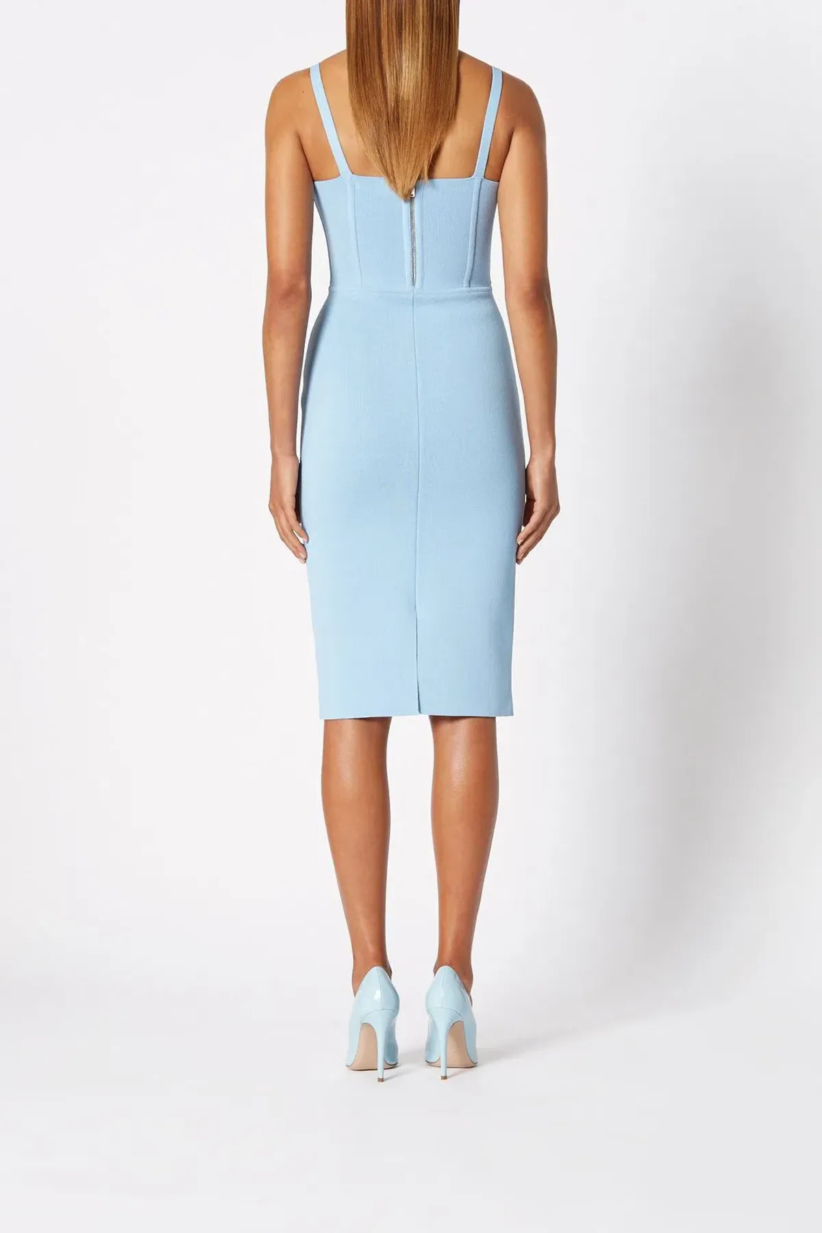 Scanlan Theodore Knit Bustier Dress Blue Size 6 - Image 3