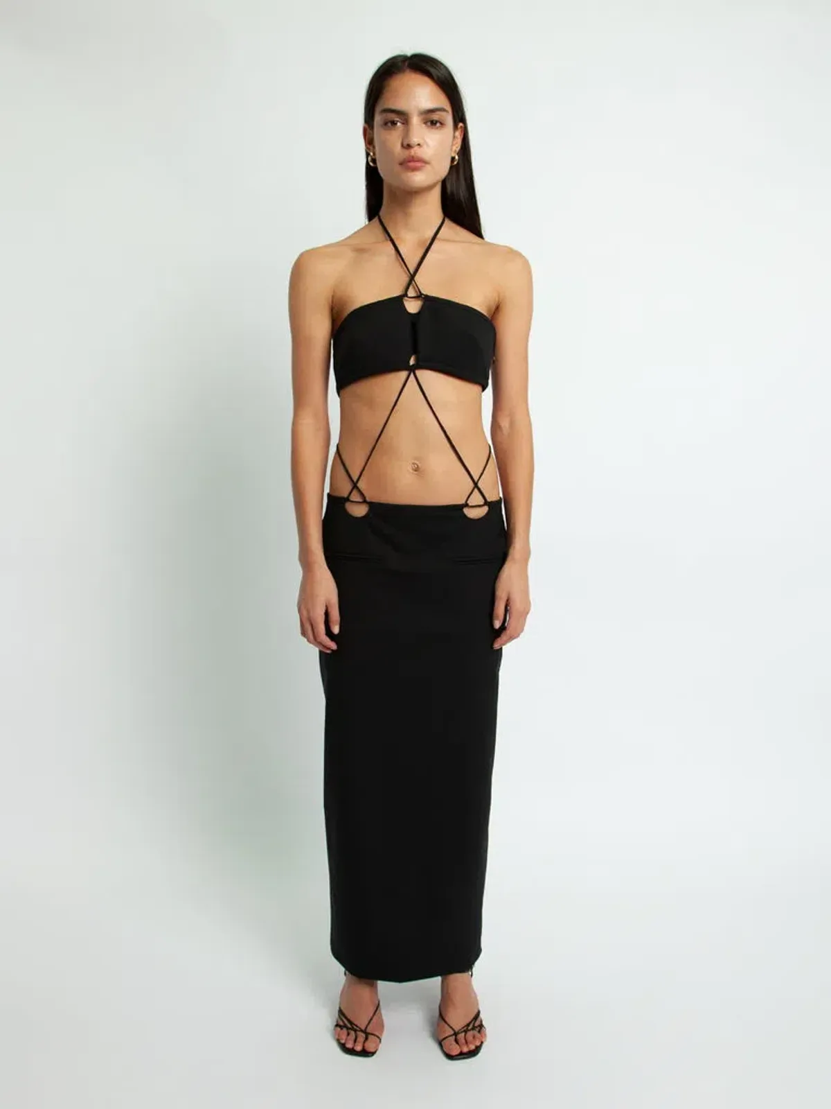 Christopher Esber Disconnect Halter Tie Top Black Size 8 - Image 1