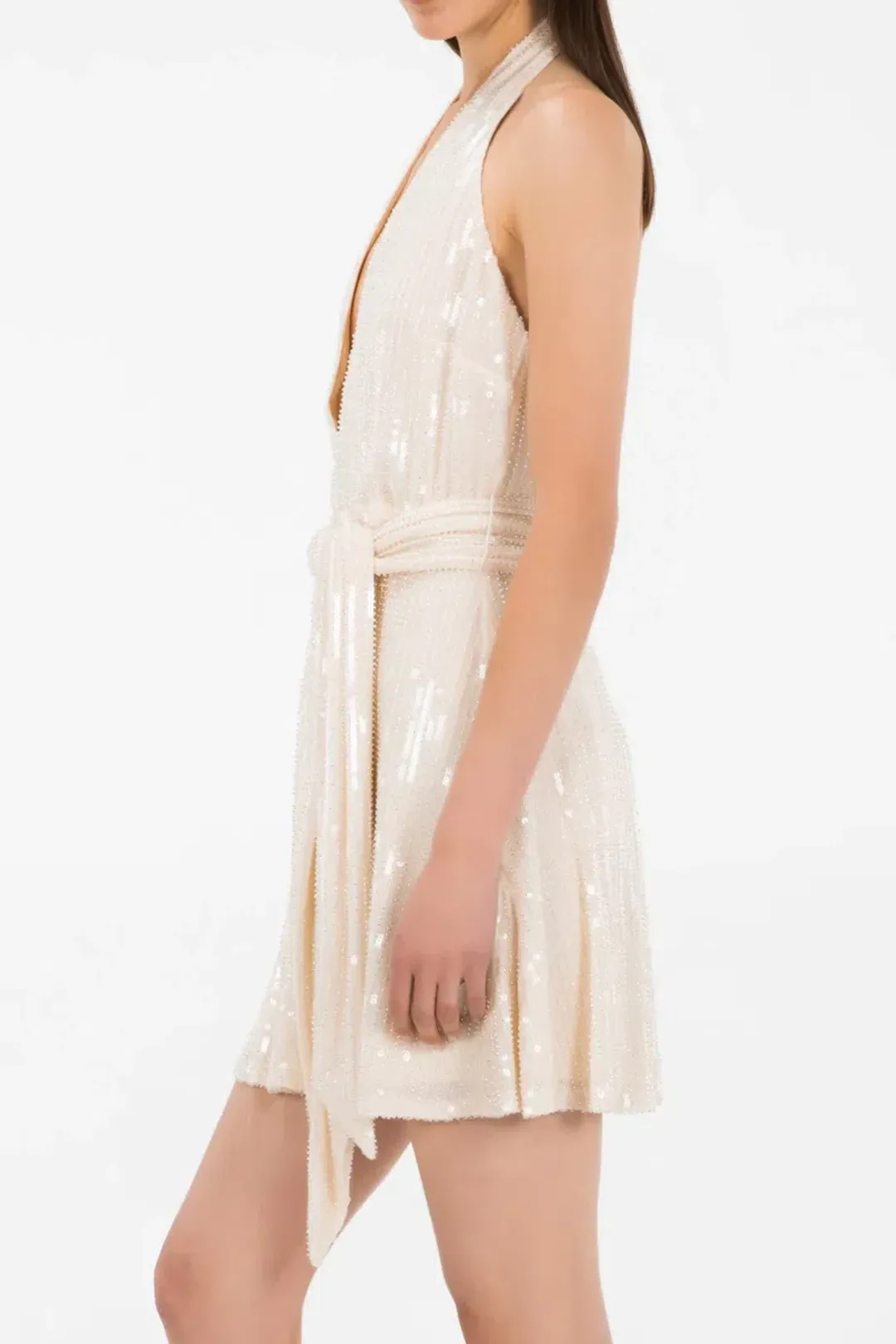 Misha Tia Embellished Dress Cream Sequin Size M for rent on The Volte - main image