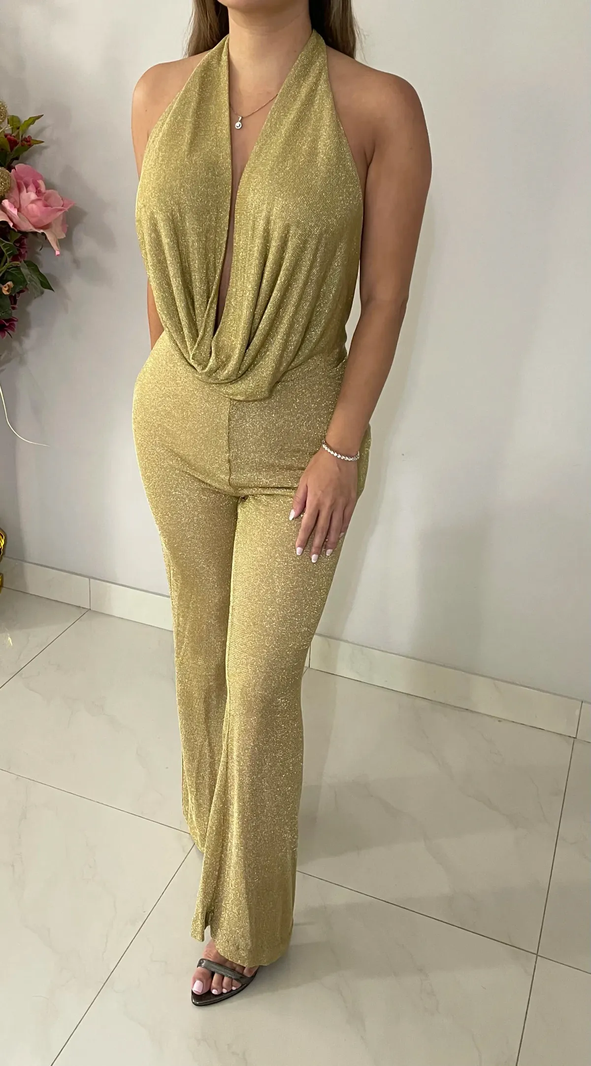 MISHA Olivia Jumpsuit Gold Size 8/S - Image 3