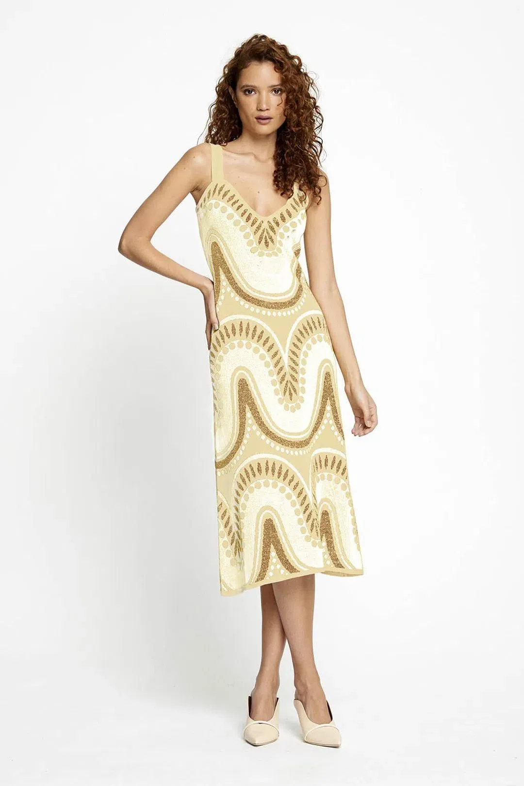 Alice McCall Windswept Midi Dress Yellow Size 6 for rent on The Volte - main image