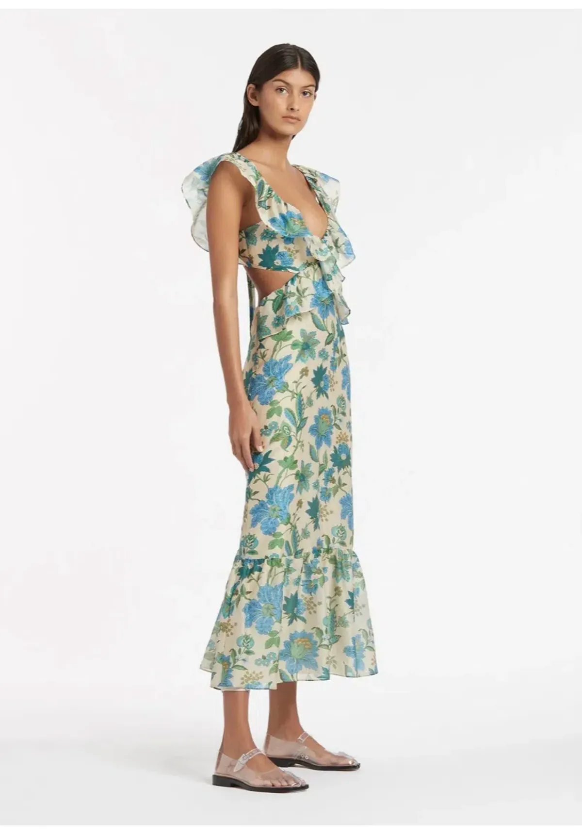 Sir the Label Celia Frill Midi Dress in Marguerite Size 8 - Image 3
