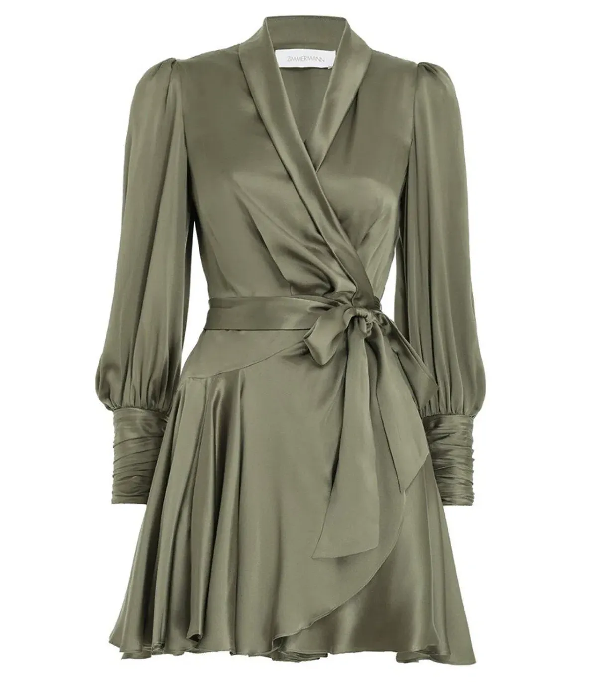 Zimmermann Silk Wrap Mini Dress Fennel Green Size 0P / AU 6 - Image 4