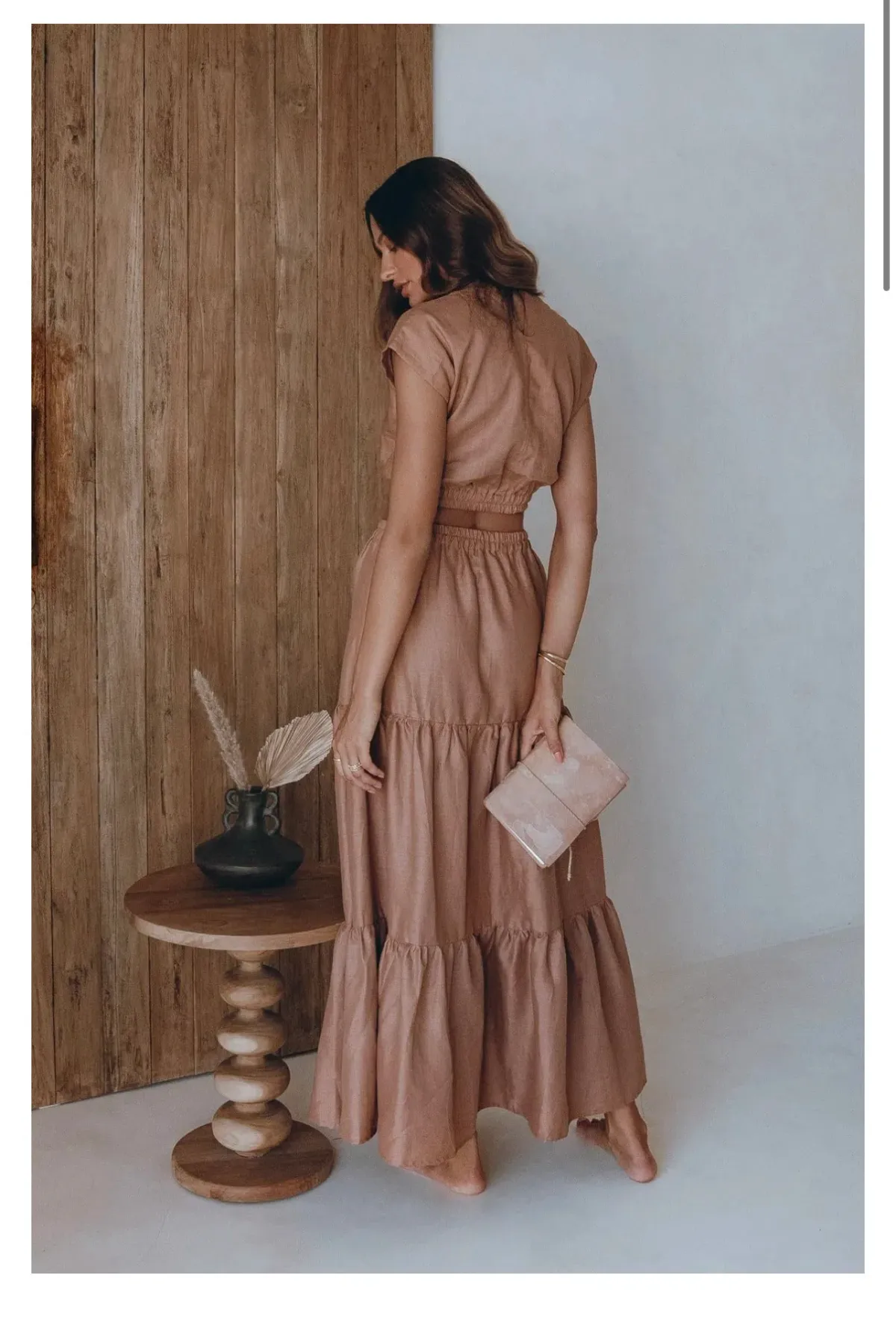 Aura the Label Linen skirt Set Burnt Rose Size 10 - Image 2