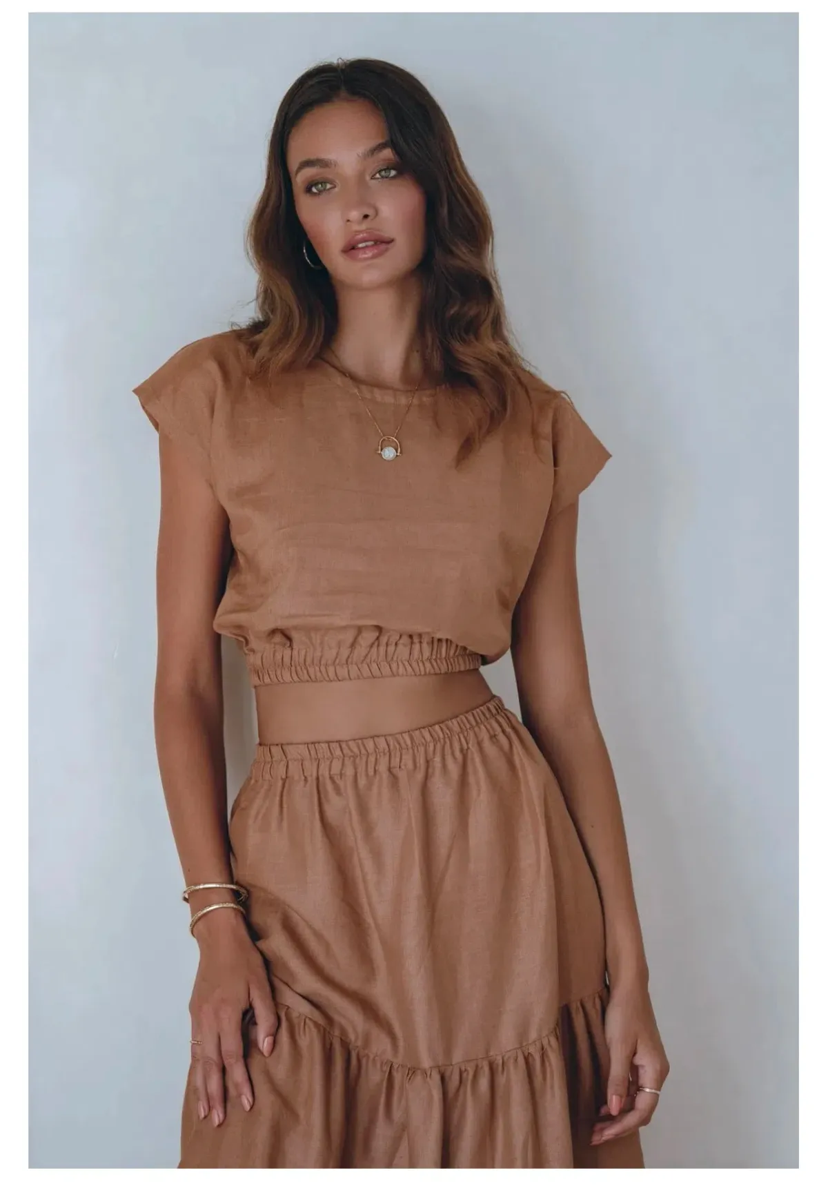 Aura the Label Linen skirt Set Burnt Rose Size 10 - Image 3