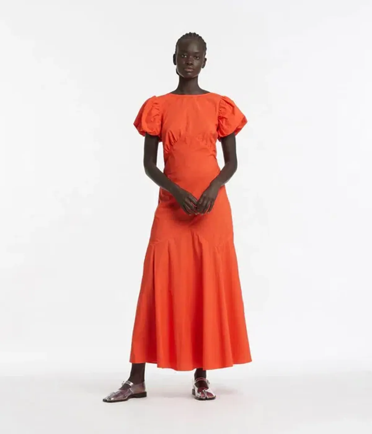 Sir the Label Anja Panelled Midi Dress Mandarin Red Size 8 - Image 1