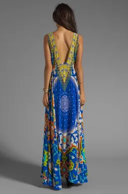Camilla Road to Nowhere V Neck Drawstring Maxi in Formentera Size 16/XL for rent on The Volte - image 4