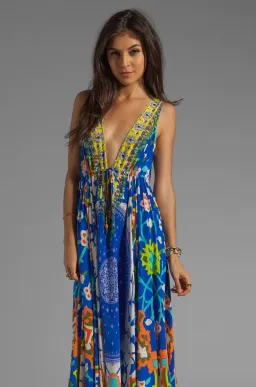Camilla Road to Nowhere V Neck Drawstring Maxi in Formentera Size 16/XL for rent on The Volte - image 2