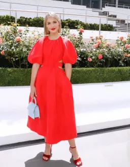 Aje Mimosa Cut Out Midi Dress Red Size 10 for rent on The Volte - image 3