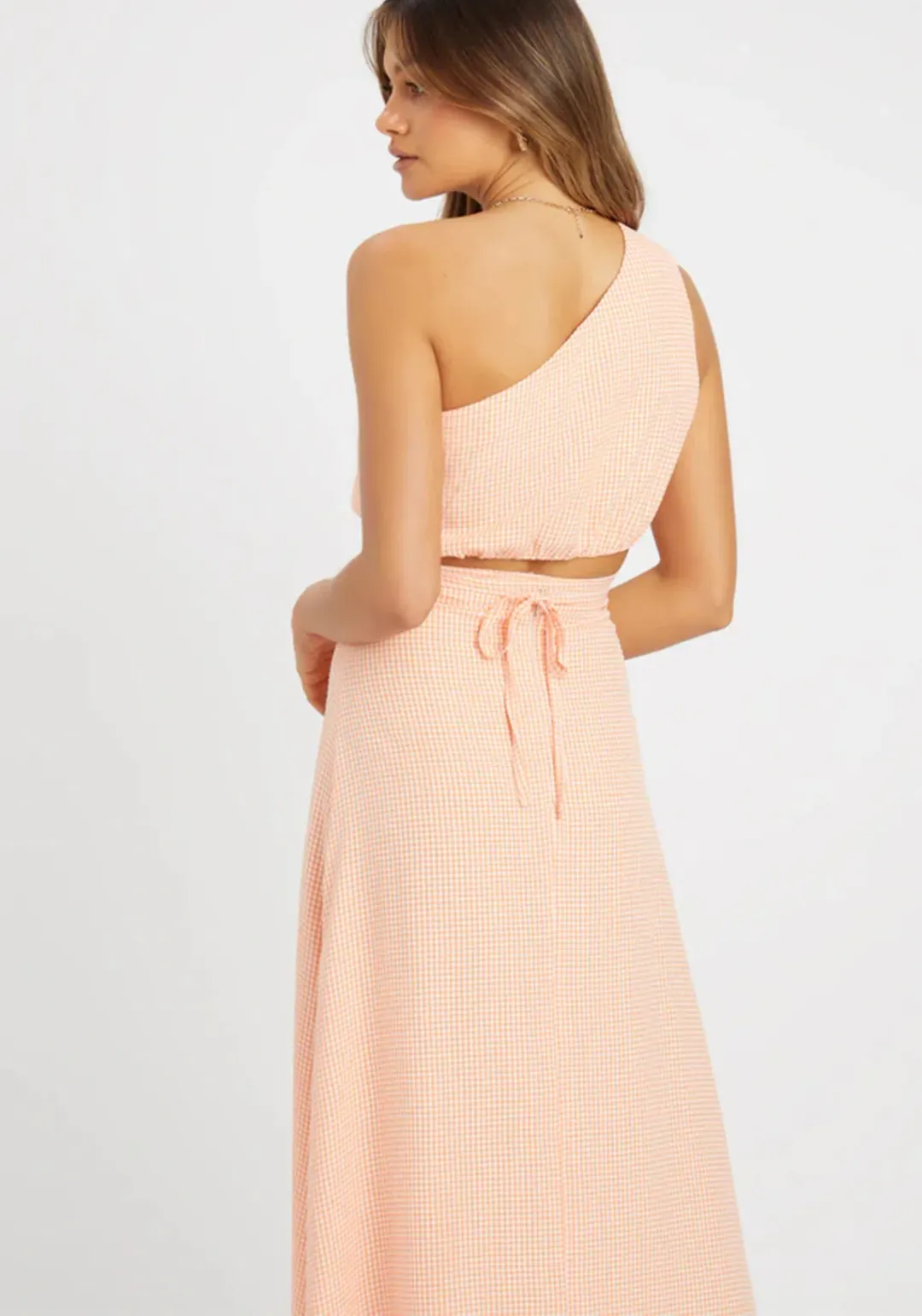 Kookai Brady Tie Top and Brady Midi Skirt Orange Size 10 for rent on The Volte - main image