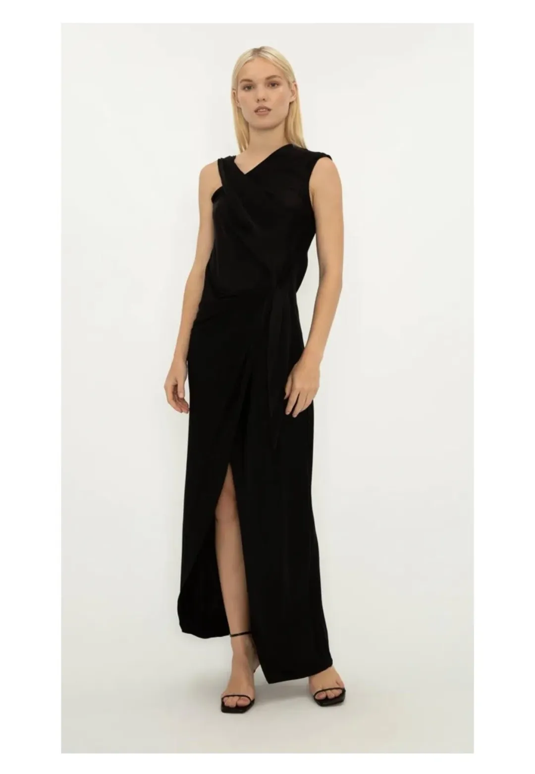 Bianca Spender Satin Crepe Deviation Gown Black Size 6 for rent on The Volte - main image