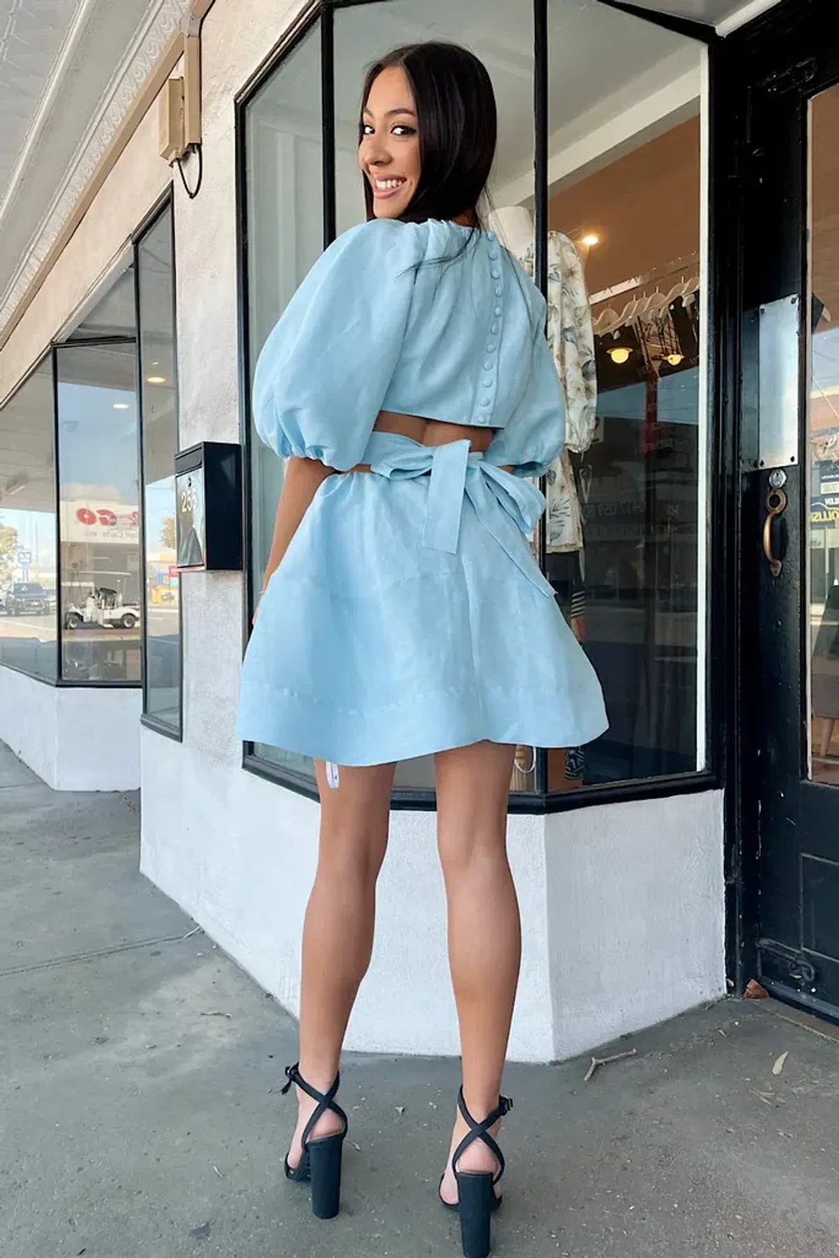 Aje Psychedelia Cut Out Mini Dress in Pale Blue Size 4 - Image 3