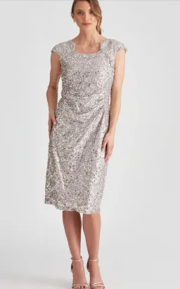 Liz Jordan After Dark Sequin Tuck Dress Silver Size 18 for rent on The Volte - image 1