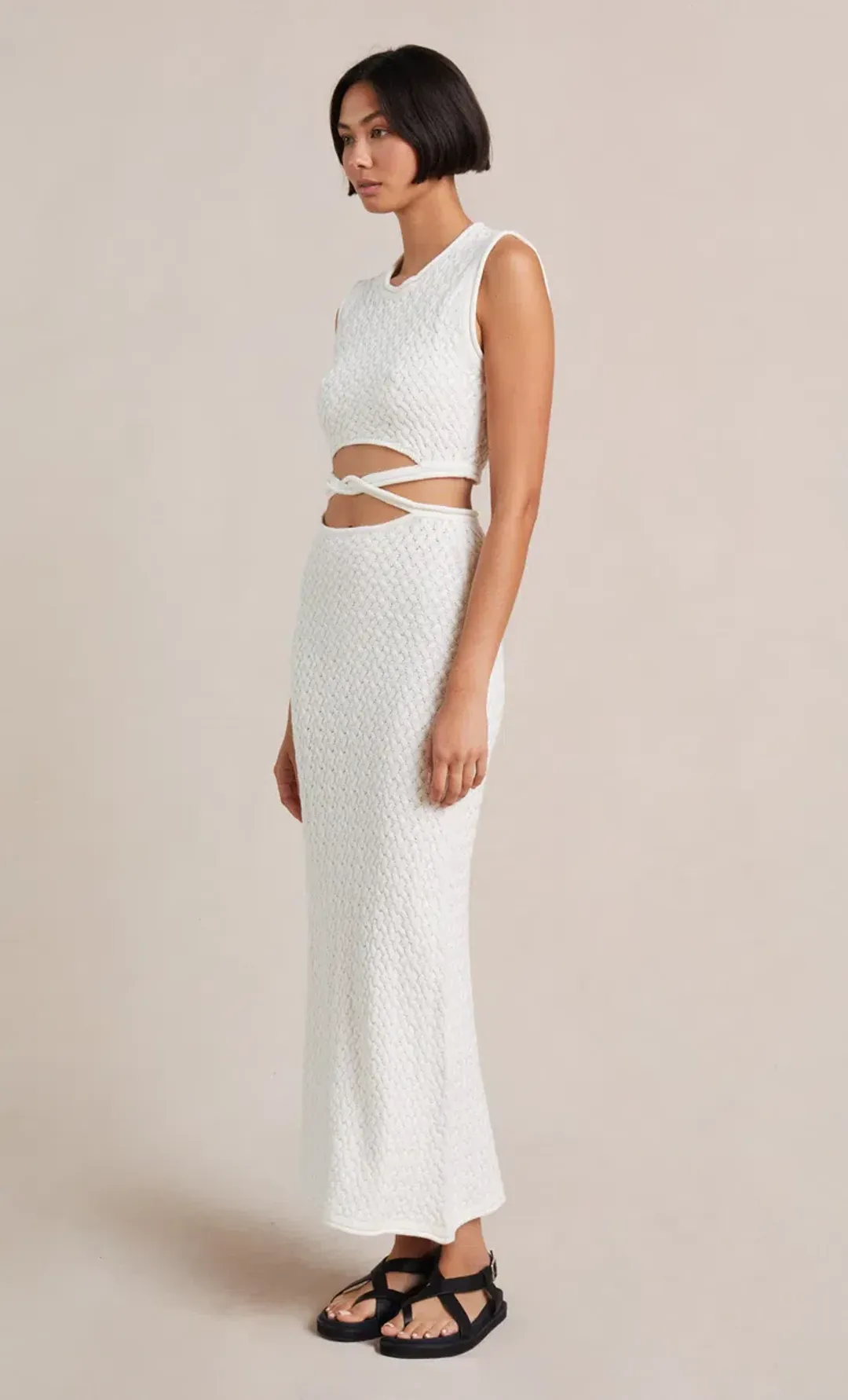 Bec & Bridge Effie Knit Cut Out Dress White Size 8 for rent on The Volte - main image