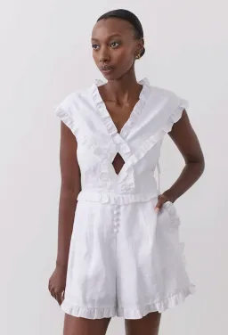 Joslin Kayla Linen Playsuit White for rent on The Volte - image 4