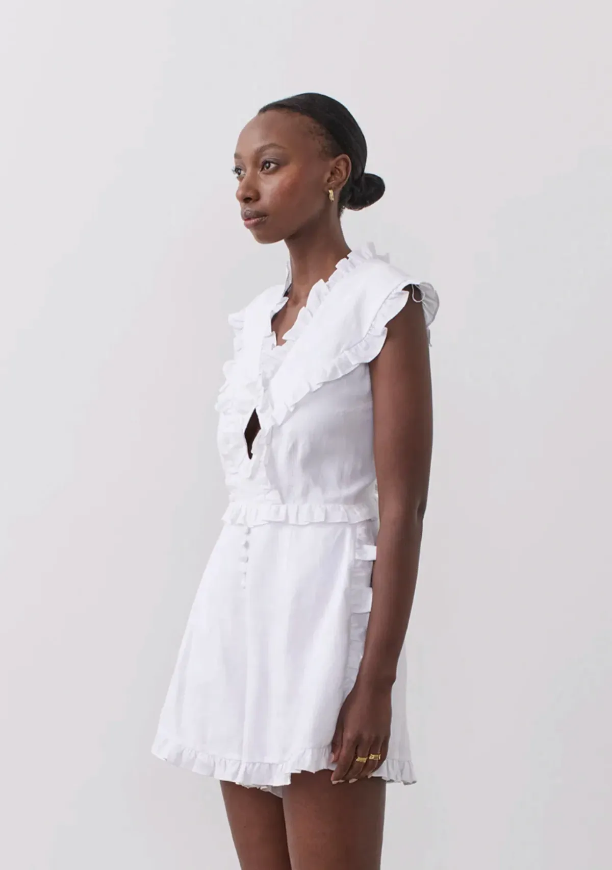 Joslin Kayla Linen Playsuit White - Image 3