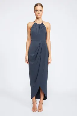 Shona Joy Core High Neck Ruched Dress Grey Size 10 for rent on The Volte - image 1