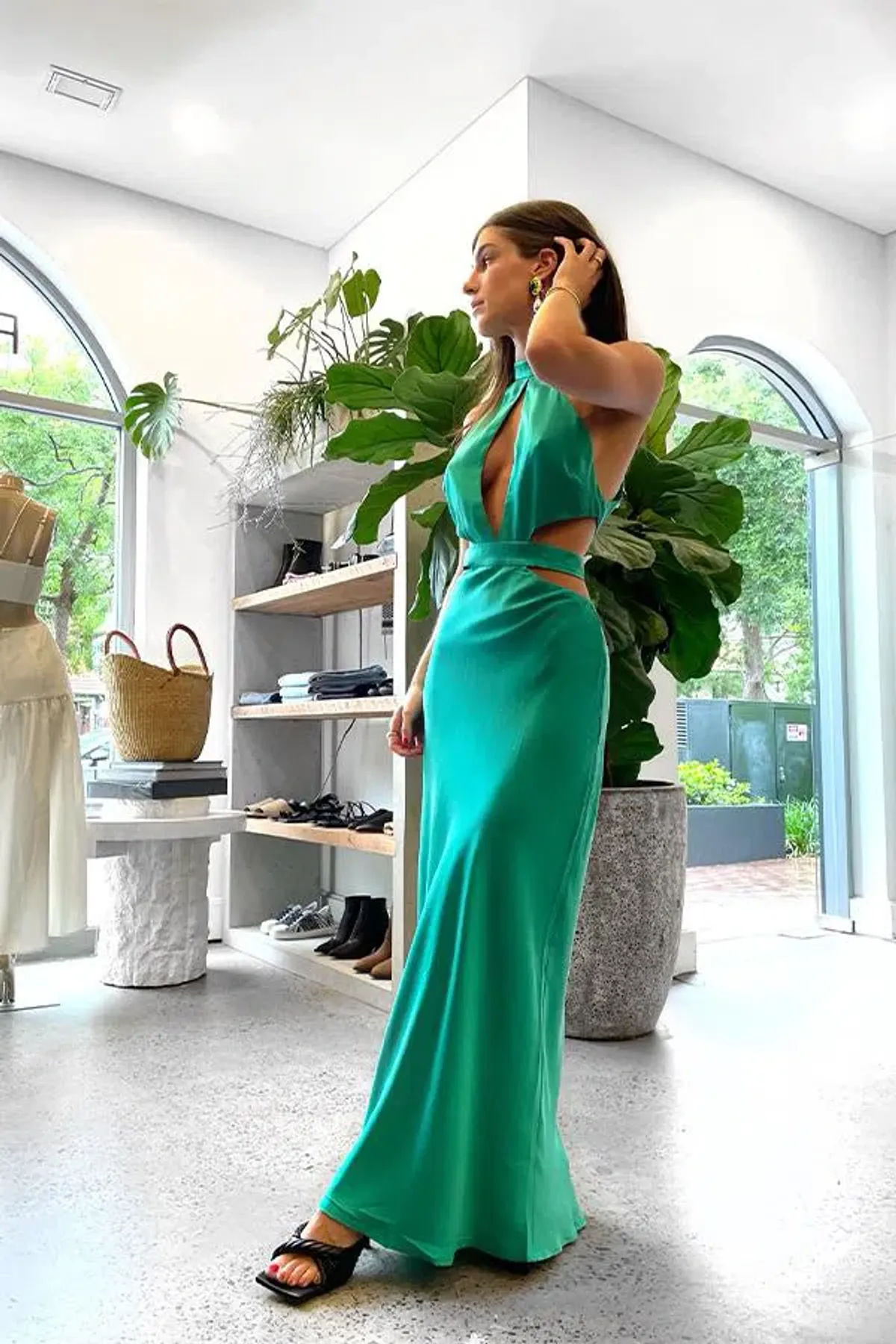 Auteur Emilie Solid Dress Green Size 10 for rent on The Volte - main image