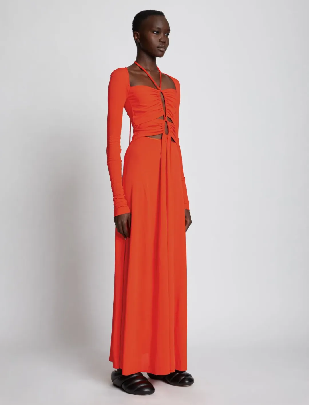 Proenza Schouler Matte Jersey Drawstring Dress Orange Size 6 for rent on The Volte - main image