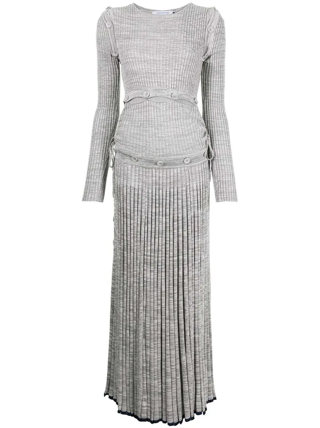 Christopher Esber Ribbed Knit Deconstruct Dress Grey Size XS for rent on The Volte - main image