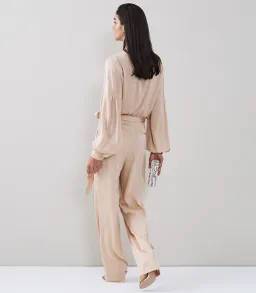 Reiss Regina Pleat Jumpsuit - Blush - Size 10 for rent on The Volte - image 3