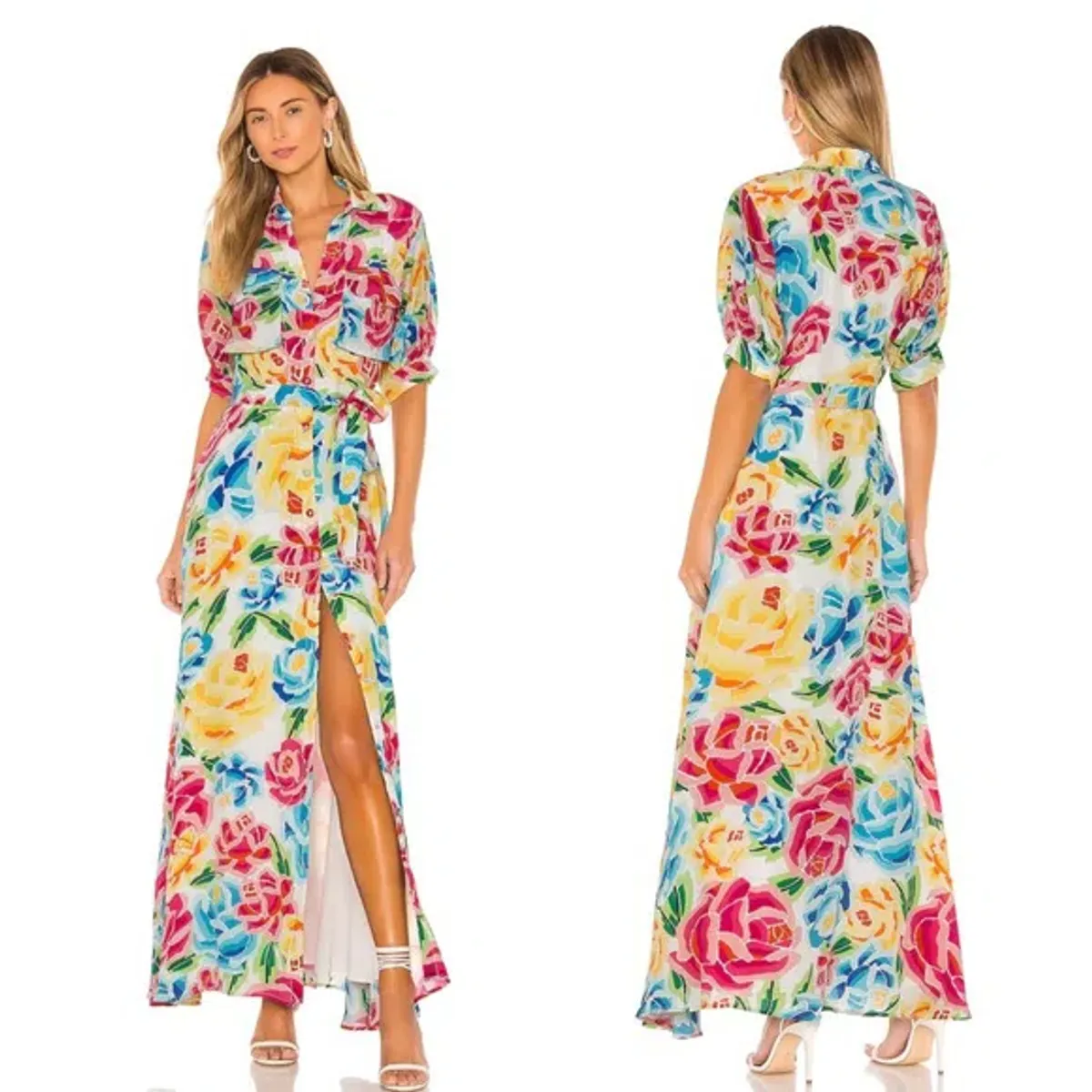 All Things Mochi Marie Floral Silk Maxi Dress Size M - Image 2