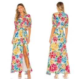 All Things Mochi Marie Floral Silk Maxi Dress Size M for rent on The Volte - image 2