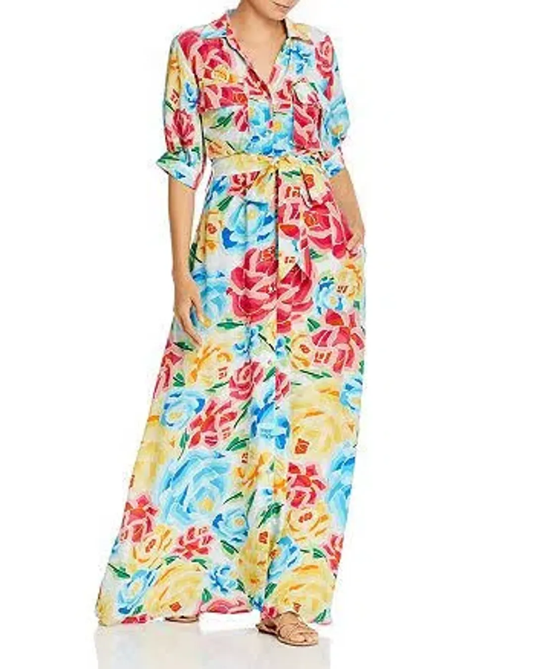 All Things Mochi Marie Floral Silk Maxi Dress Size M for rent on The Volte - main image