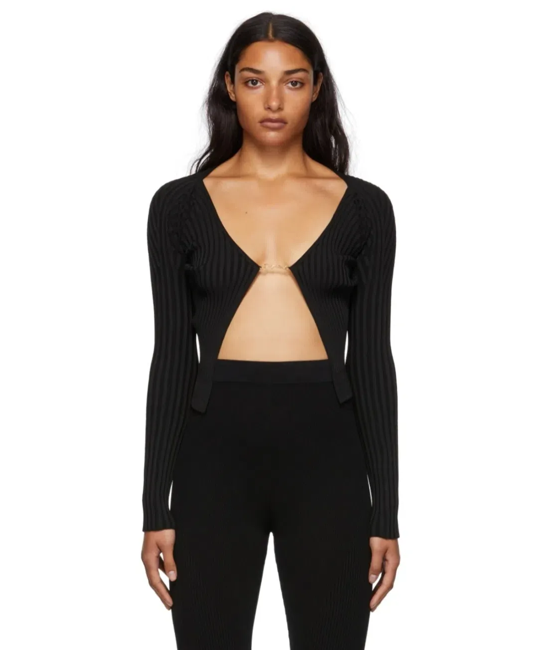 Jacquemus La Maille Pralù Longue Cardigan Black Size 6 for rent on The Volte - main image