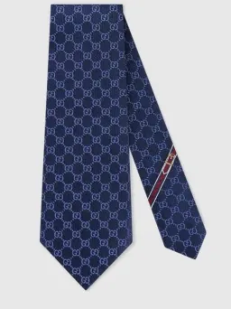 Gucci GG Pattern Silk Tie Navy for rent on The Volte - image 4