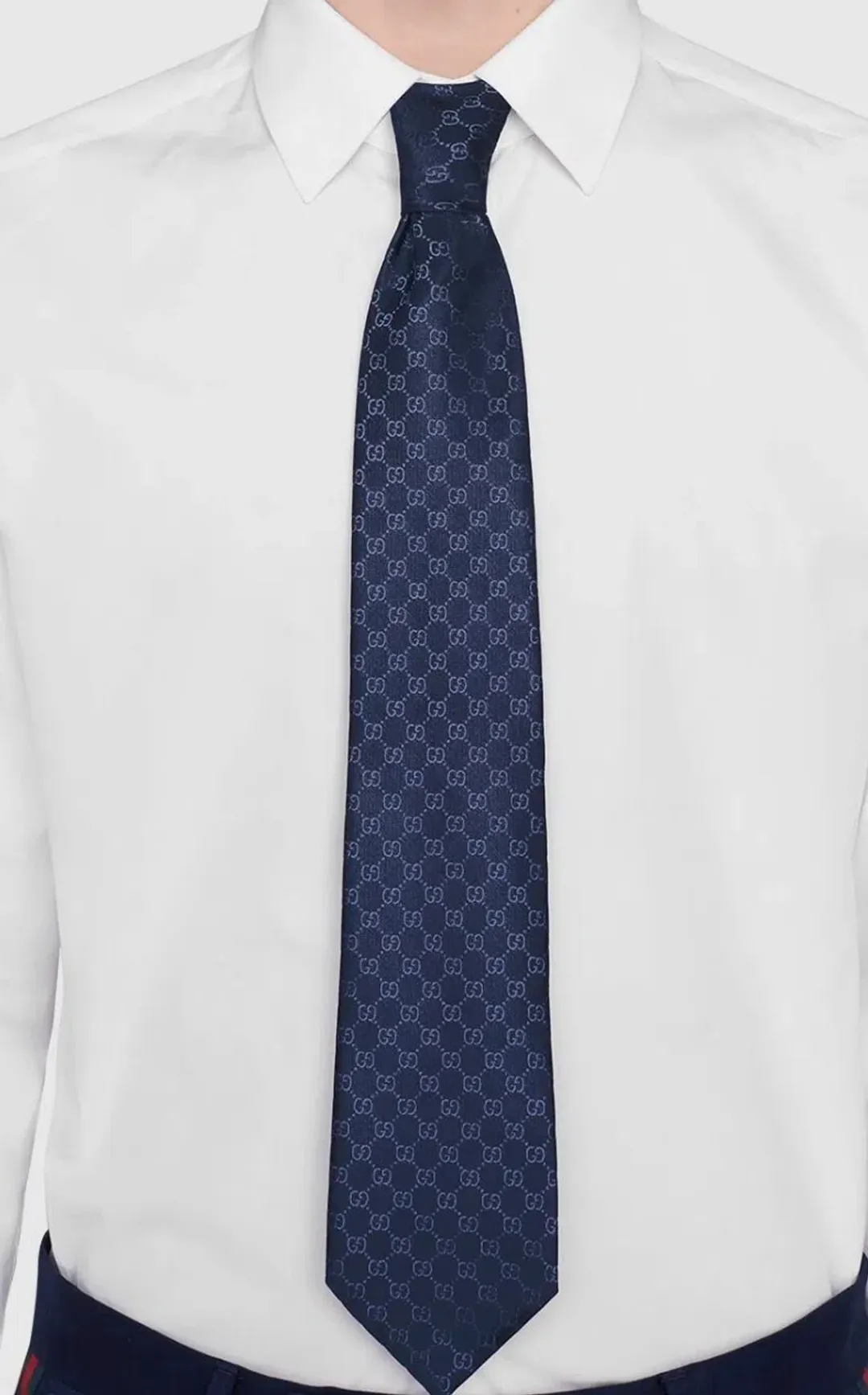 Gucci GG Pattern Silk Tie Navy for rent on The Volte - main image