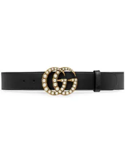 Gucci Pearl Double G Leather Belt Black for rent on The Volte - image 1