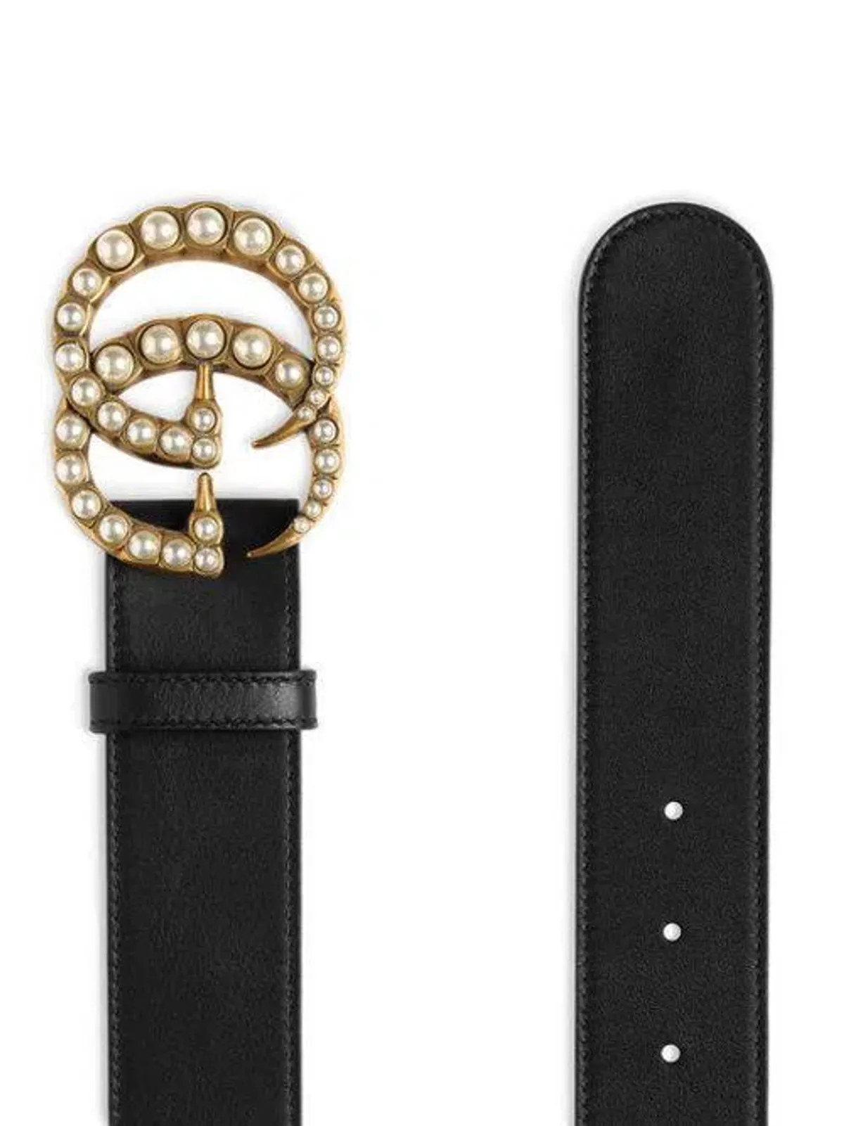 Gucci Pearl Double G Leather Belt Black - Image 2