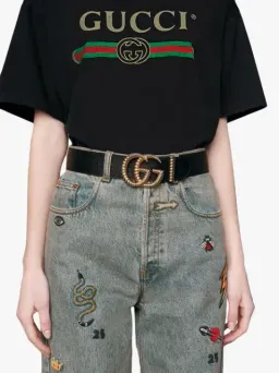 Gucci Torchon Double G Buckle Leather Belt Black for rent on The Volte - image 1