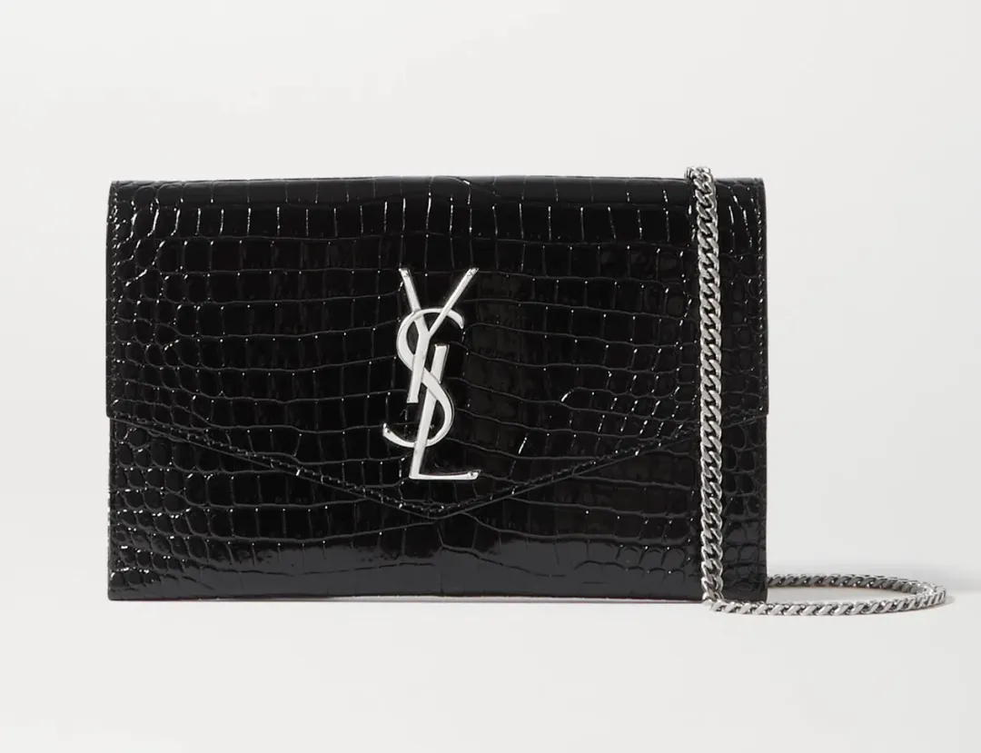 Saint Laurent Croc Leather Shoulder Bag Black for rent on The Volte - main image