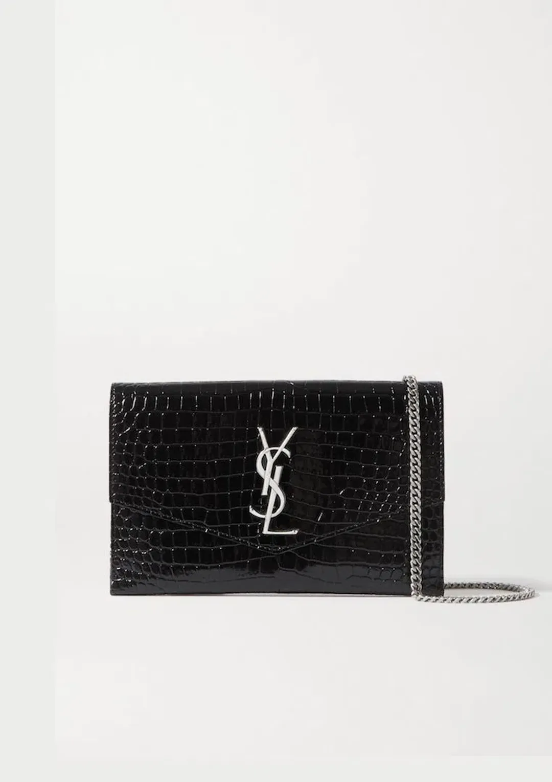 Saint Laurent Croc Leather Shoulder Bag Black for rent on The Volte - main image
