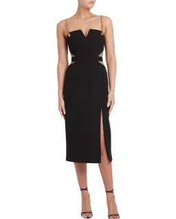 Rebecca Vallance Iman Cut Out Midi Dress Black Size 8 for rent on The Volte - image 1