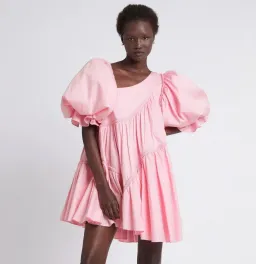 Aje Casabianca Braided Asymmetric Puff Sleeve Mini Dress Pink Size 16 for rent on The Volte - image 4