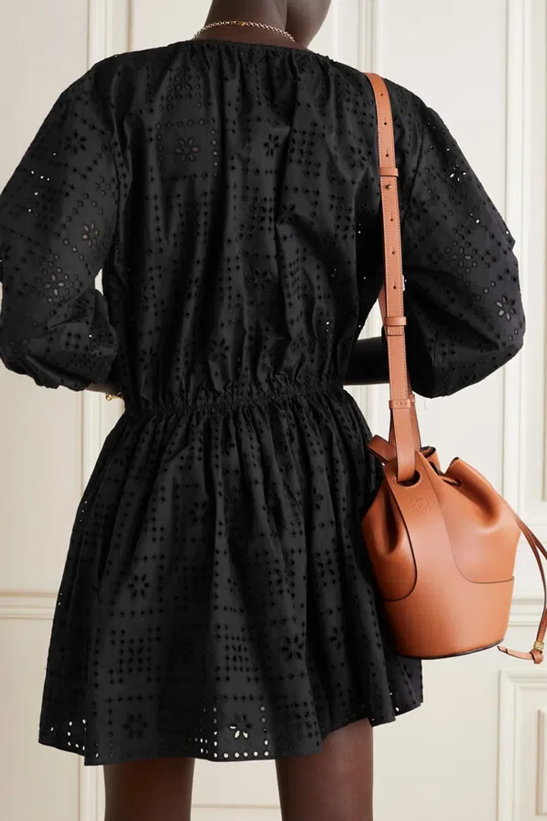 Matteau Broderie Anglaise Organic Cotton Poplin Mini Dress Black Size 3 for rent on The Volte - main image