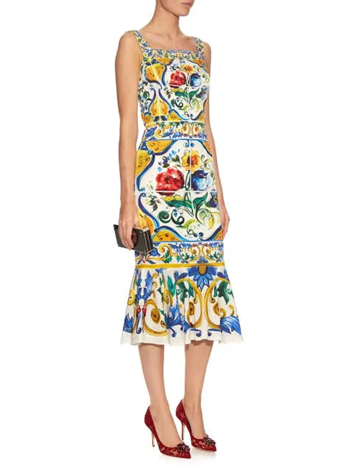 Dolce & Gabbana Majolica Charmeuse Dress Print Size 8 - Image 1