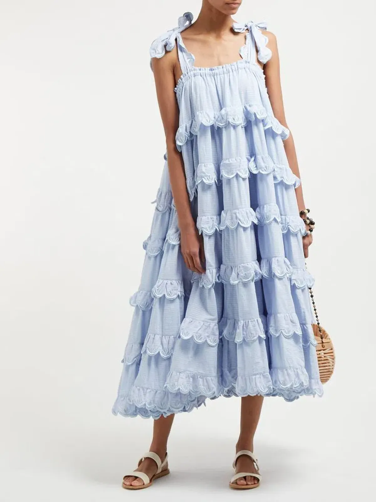 Innika Choo Scallop Frill Dress Iva Biigdress Dusk Gingham Size 1 for rent on The Volte - main image
