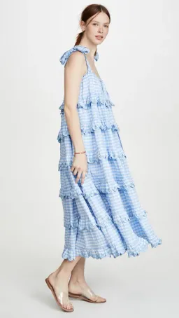 Innika Choo Scallop Frill Dress Iva Biigdress Dusk Gingham Size 1 for rent on The Volte - image 2