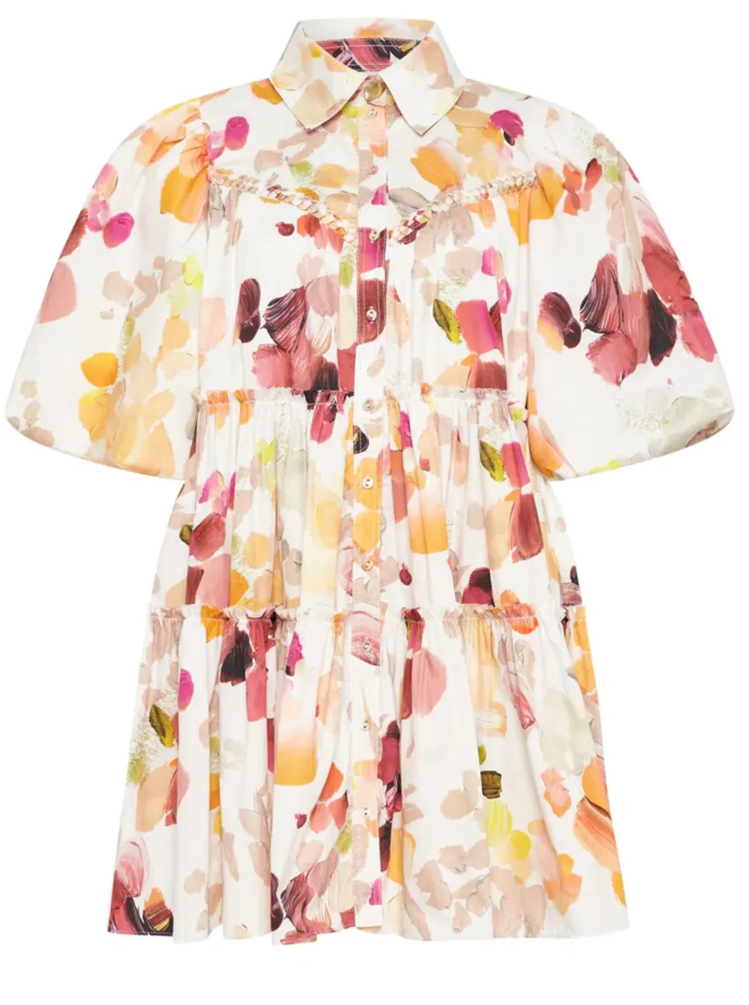 AJE Dassia Puff Sleeve Shirt Smock Dress White Size 12 for rent on The Volte - main image