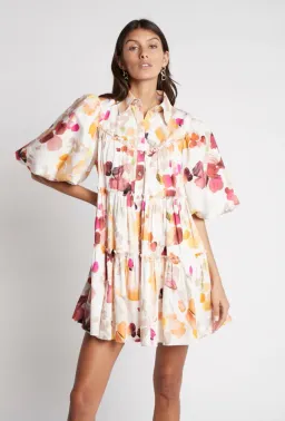 AJE Dassia Puff Sleeve Shirt Smock Dress White Size 12 for rent on The Volte - image 1