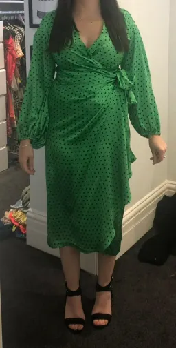 Scanlan Theodore Silk Spot Wrap Dress Green Size 10 for rent on The Volte - image 3