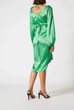 Scanlan Theodore Silk Spot Wrap Dress Green Size 10 for rent on The Volte - image 2